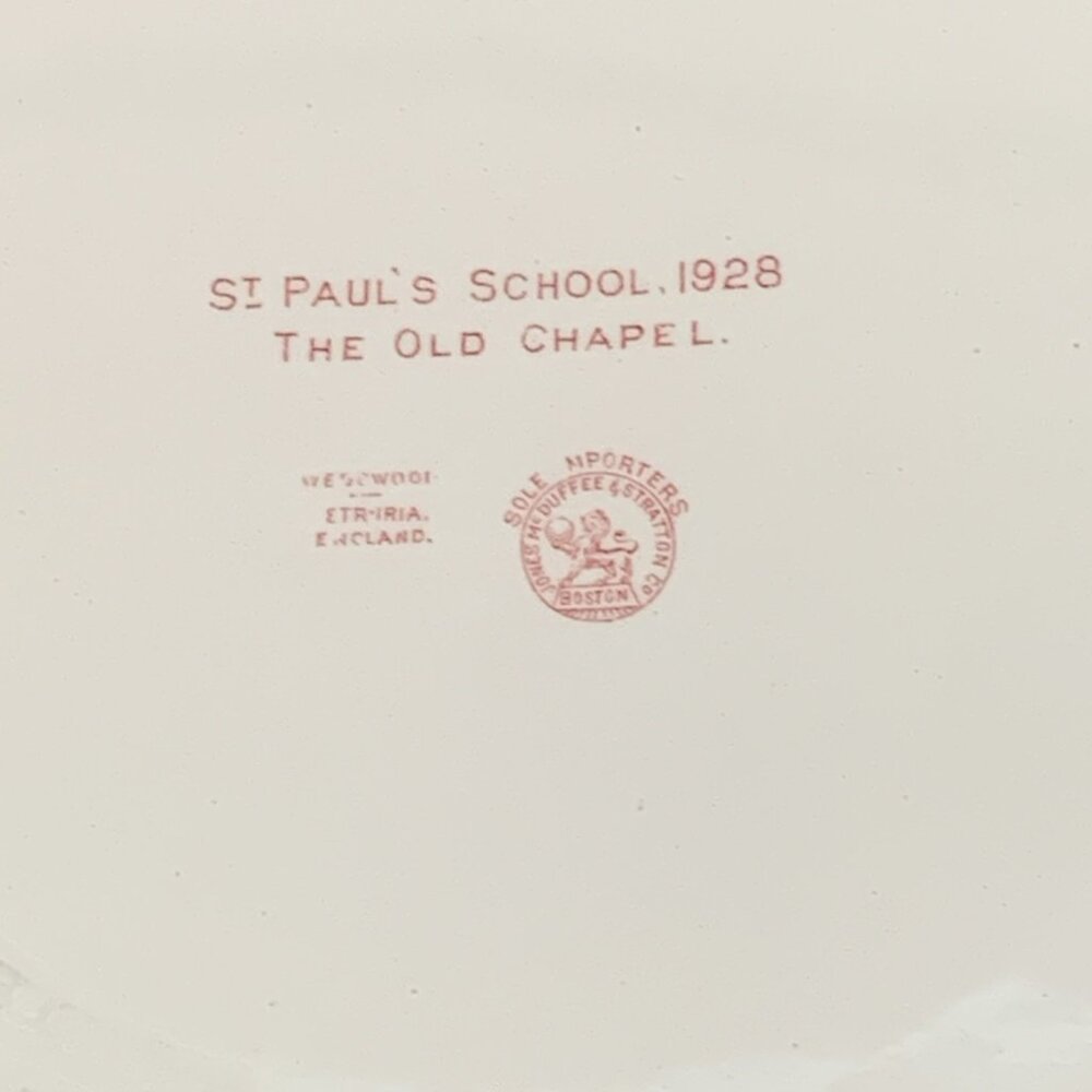 Wedgwood Pink St. Paul’s School The Old Chapel Dinner Plate 1928 10 3/8” Vintage - Picture 6 of 7
